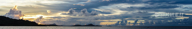日落时分的Truk/Chuuk Lagoon岛屿全景